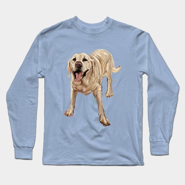 Happy Lab dog smiling Long Sleeve T-Shirt by belettelepink